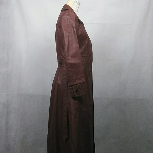 Vintage Cognac Leather Trench Coat – Timeless 90s Style, Size 7/8 - Picture 3 of 8